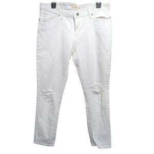 Levi's 711  distressed White jeans women's size 31 paper plate distressed ripped